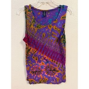 Sacred Threads Tank Top Womens  Purple Excellent Tie Dye Sleeveless Boho